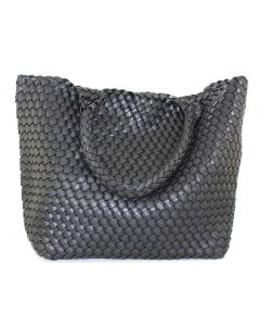 BC Handbags Large Woven Tote Black
