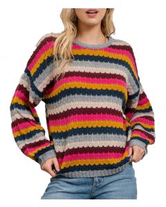 Blu Pepper Stripe Sweater Fuchsia Multi