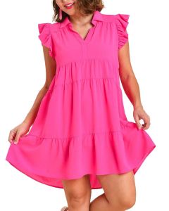 Umgee USA Tier Dress Plus Hot Pink