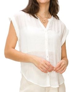 Hyfve EVERYDAY FAVE BUTTON-FRONT TOP White