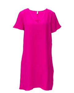 Mittoshop V-Neck Short Sleeve Dress Pink