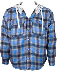 I5 Apparel Quilt Hood Shirt Jacket Navy