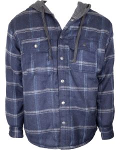 I5 Apparel Quilt Hood Shirt Jac NVY-GRY
