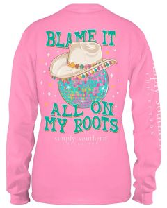 Simply Southern Ls Roots Tee Flamingo