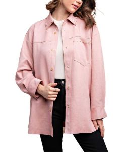 GiGiO Suede Snap Front Studded Jacket Dusty Rose