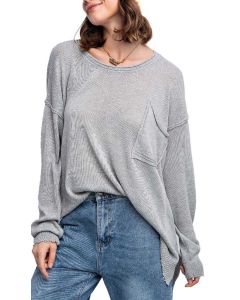 Easel Ls Pocket Sweater HTHR-GRY