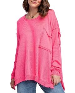 Easel Ls Pocket Sweater PNK-PNCH