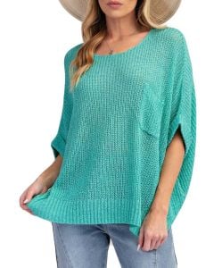 Easel Loose Fit Knitted Sweater Green