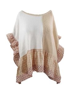 Easel Plaid Mix Knitted Sweater Natural