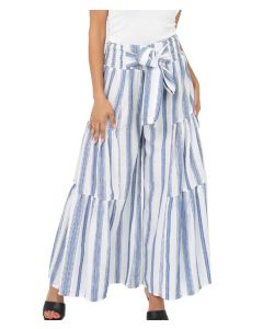 Angie Clothing Flow Stripped Pants White Blue