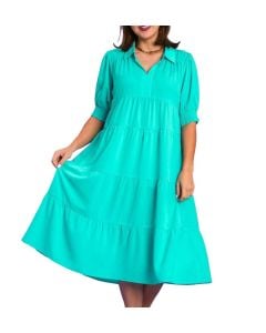 Umgee USA Collared Tiered Maxi Dress Mint