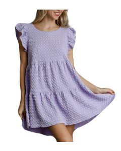 Umgee USA Jacquard Tier Dress Lavender