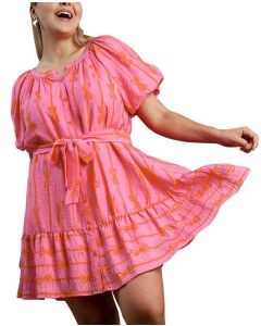 Umgee USA Bow Dress Bubble Pink