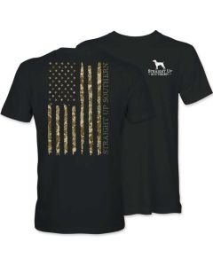 Straight Up Southern Camo Flag T-Shirt Black