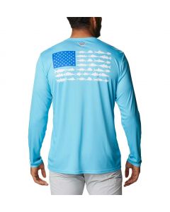 Columbia Sportswear Terminal Tackle PFG Fish Flag T-Shirt Atoll Blue Mac