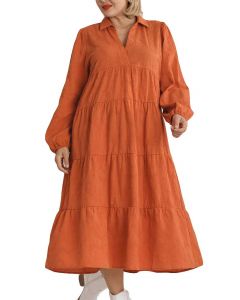 Umgee USA Peasant Maxi Dress Burnt Orange