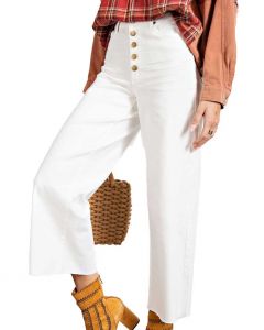 Easel Wide Leg Twill Trousers White