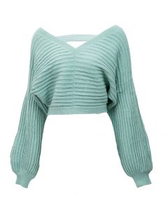 Hyfve Tie Back Cropped Sweater Teal