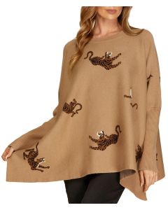 she & sky TIGER PATTERN OVERSIZE SWEATER Taupe