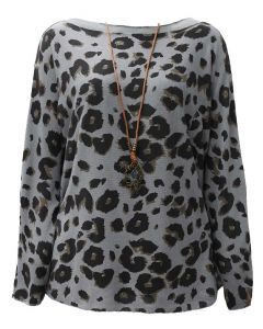Catherine Lillywhite Layered Necklace Top Grey