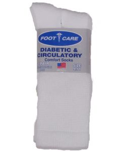 Foot Care Diabetic Crew Socks 2-Pack White