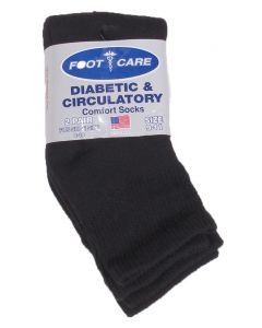 Foot Care Men's Diabetic Ankle Socks 2-Pack Black