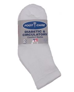 Foot Care Women's Diabetic Ankle Sock 2-Pack White