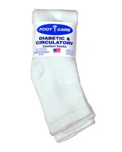 Foot Care Men's Diabetic Quarter Sock White