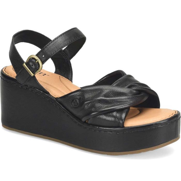 BORN SHOES MARCHELLE BROWN LEATHER WEDGE - 6th Street Fashions