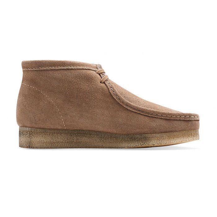 men's clarks wallabee boot taupe distressed suede