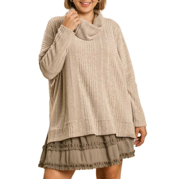 Umgee USA Ribbed Cowl Sweater