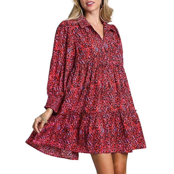 Umgee USA Ls Tier Print Dress