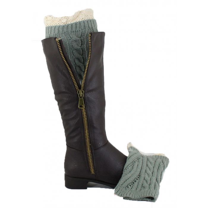 Cable Knit Boot Cuffs Grey 