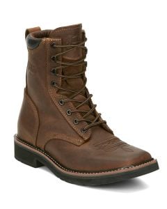 Justin Men's Pulley 8 Inch Lace-Up Work Boot Aged Bark