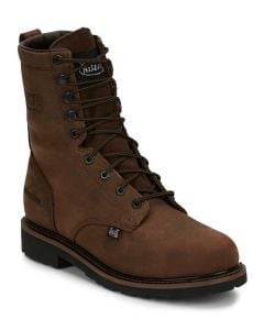 Justin Men's Drywall 8 Inch WP ST Lace-Up Brown