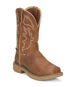 Justin Men's Rush 11 Inch WP ST Work Boot Saddle Tan