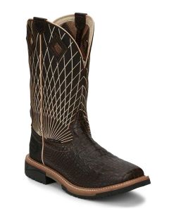 Justin Men's Derrickman 12 Inch CT Work Brown Croc Print