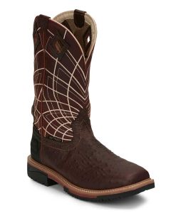 Justin Men's Derrickman 12 Inch CT Work Brown Ostrich Print