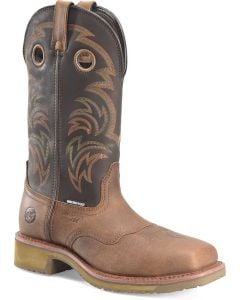 Double-H Boots Men's 13"" Wp Wide Sq Dark Brown