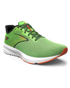 Brooks Men's Launch 10 Green Gecko Red Orange White