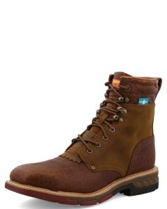 Work Twisted X Men's 8"" CellStretch Lacer Distressed Saddle & Cognac