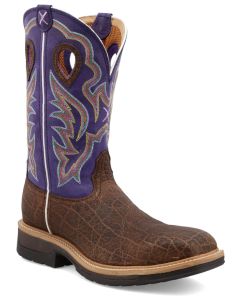 Work Twisted X Men's 12" Western Work Boot Brown & Purple