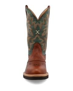 Twisted X Men's 12"" Western Work Boot Cognac Glazed Pebble & Dark Gre