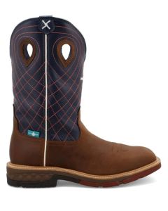 Twisted X Men's 12"" Western Work Boot Mocha & Navy