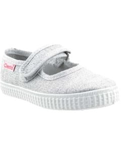 Cienta Kids Mary Jane Silver Sparkle