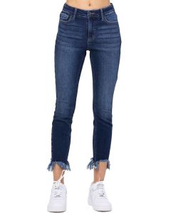 Jelly Jeans Mid Rise Chew Hem Skinny Dark Denim