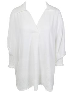 Oddi V Neck Oversized Solid Blouse Offwhite