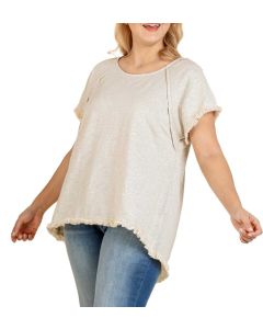 Umgee USA Frayed Tunic Oatmeal