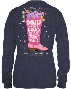 Simply Southern Ls Mud Tee Denimhea