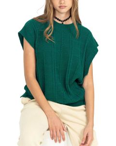 Hyfve Oversized Cable Sweater Vest Pine Green